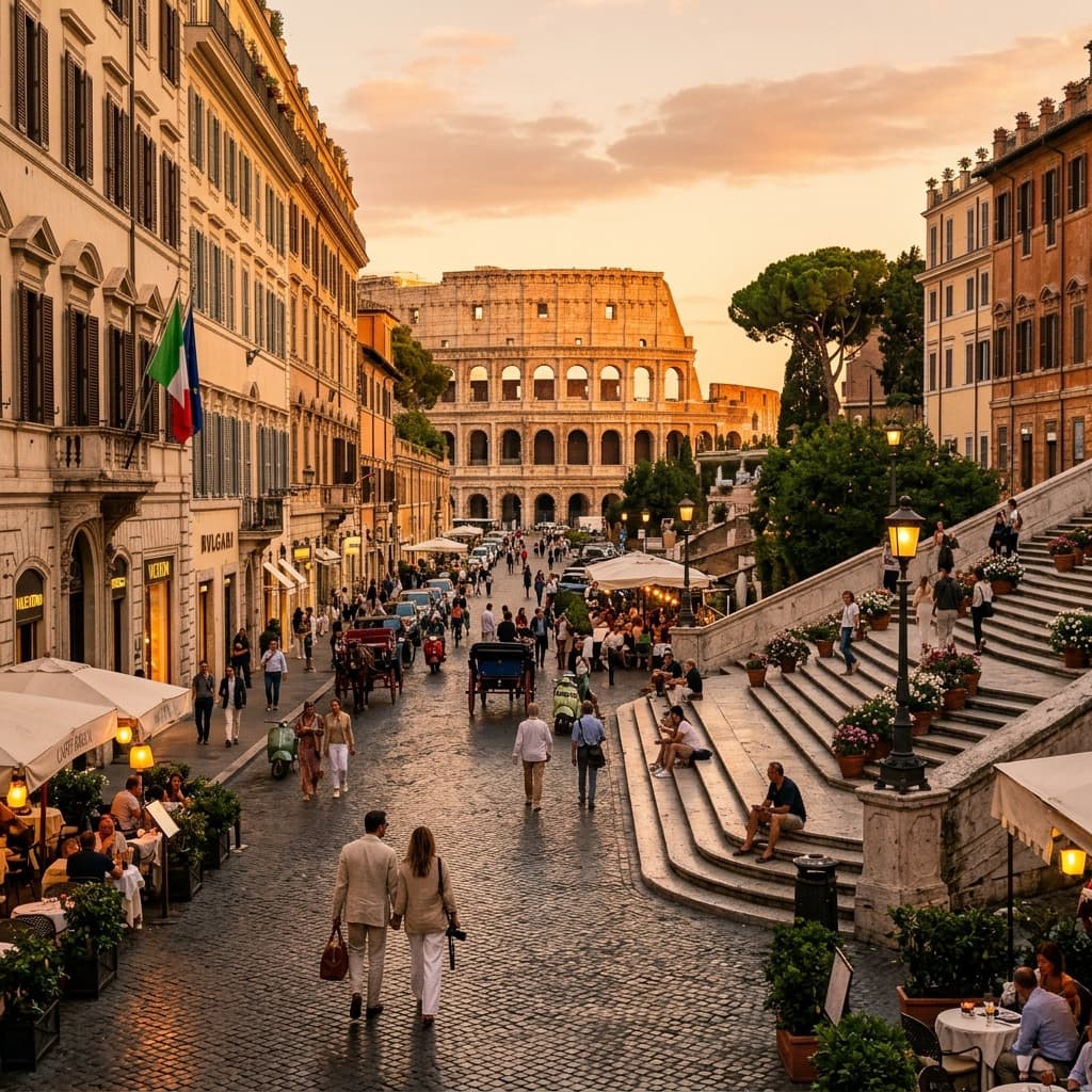 The Colosseum in Rome at golden hour