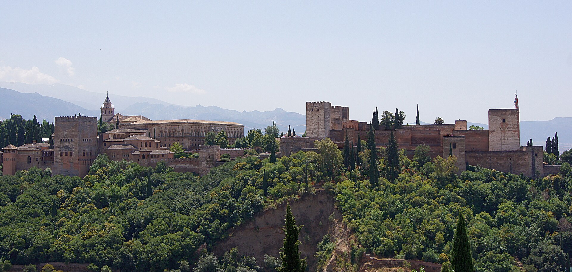 The Alhambra with the Sierra Nevada behind it, seen from Granada