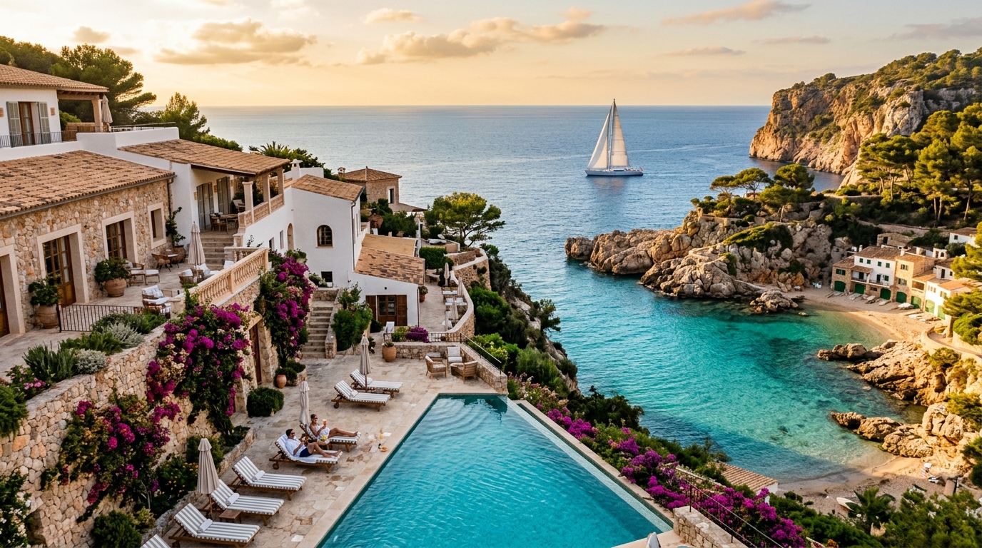 The cliffs and turquoise bays of the Serra de Tramuntana, Mallorca